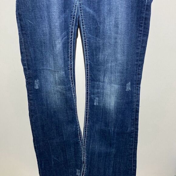 Rock & Roll Cowgirl Women's Blue Low Rise Embellished Bootcut Jeans Size 33 x 32 - Picture 2 of 12
